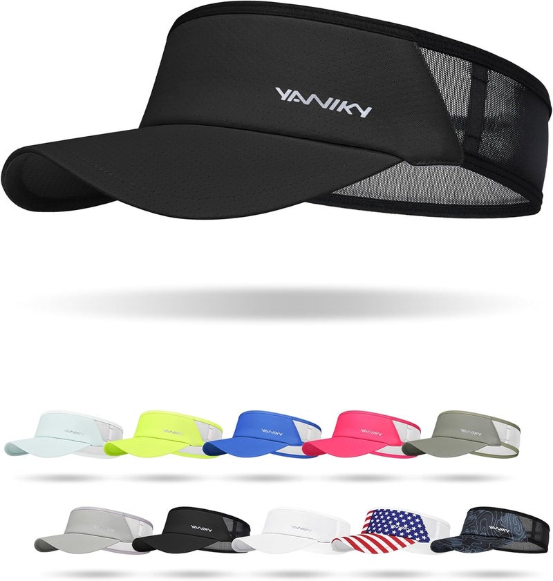 YANIKY Sports Sun Visor Hats for Women Men Lightweight Breathable Cooling Stretchy Visors Foldable UPF 50+ for Running Tennis Golf - Image 1